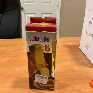 One Click Butter Cutter ABS Plastic Stainless Steel - Lemon Yellow NIB